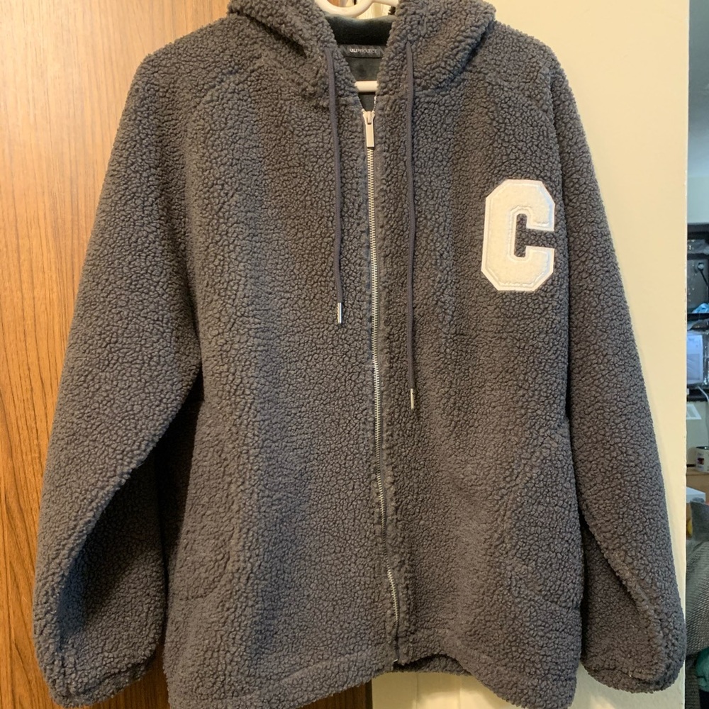 WOMEN TEDDY ZIP UP HOODIE (fleece material inside) . One size. So warm